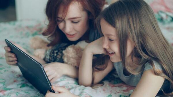 Girl and Mum with Tablet